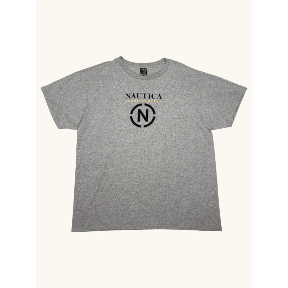Nautica Jeans Company Mens XXL Gray Graphic Logo T-Shirt Short Sleeve Crewneck